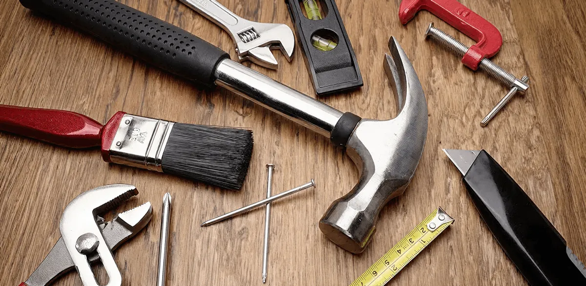 Handyman tools laid out for home repair and maintenance work in Madison, WI